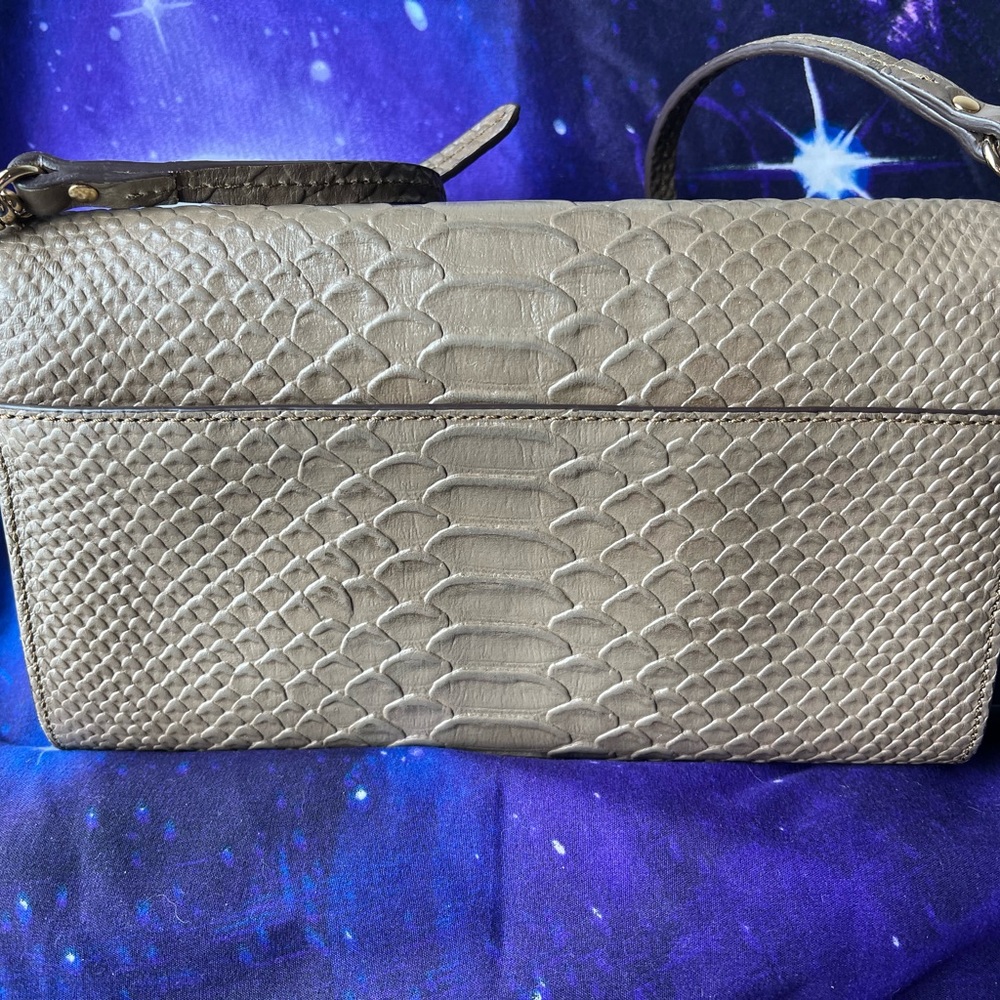 Dooney & Bourke Stone Python Embossed Clutch Cros… - image 3
